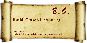 Bodánszki Ompoly névjegykártya